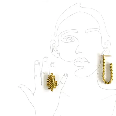 Dessin d'une main et d'un visage en traits minimalistes pour les utiliser comme modèles pour la création de bijoux