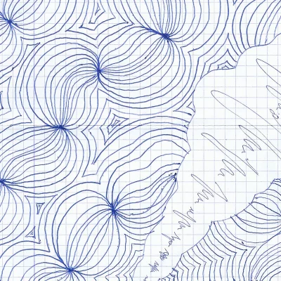 Doodling motif texturé au bic bleu