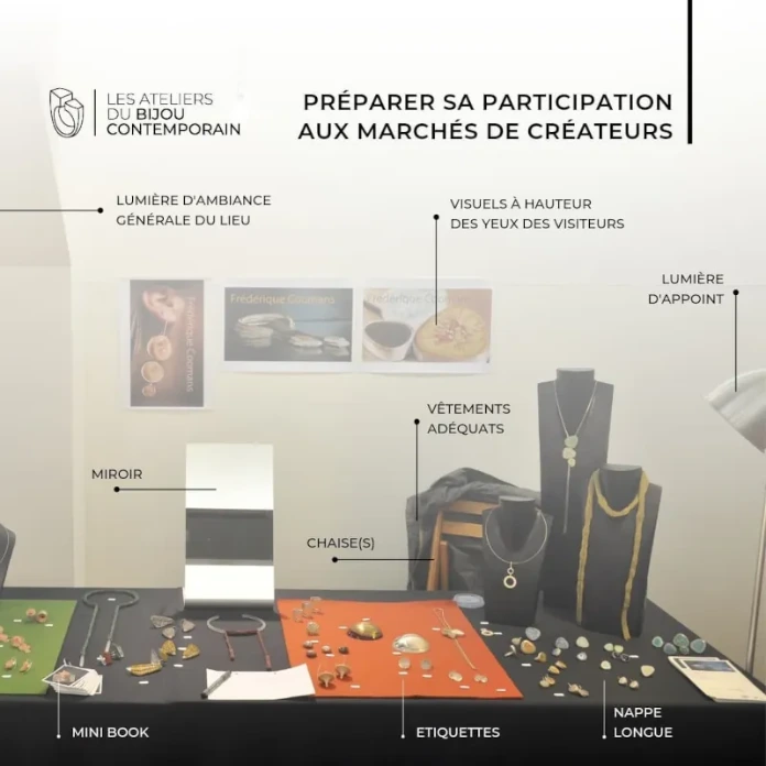 exemplification du contenu nécessaire sur une table de présentation pour un marché de créateur