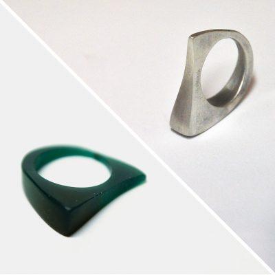 bague en U avant-après en cire perdue et argent 925